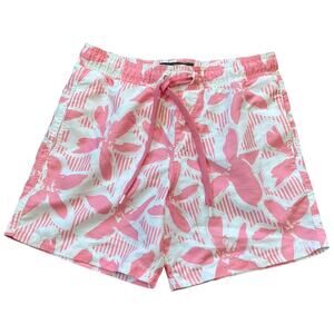 NWOT Surf Society Men’s Coral Pink Island Print Swim Trunks, Shorts Size Small